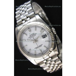 Rolex Datejust 36MM Cal.3135 Movement Swiss Replica White Dial Jubilee Strap - Ultimate 904L Steel Watch 