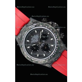 Rolex Daytona DiW Forged Cabon Casing 1:1 Mirror Replica with Red Strap 
