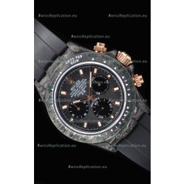Rolex Daytona DiW Forged Cabon Casing 1:1 Mirror Replica with Black Strap 
