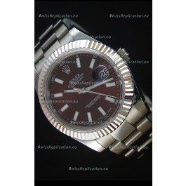 Rolex Datejust II 41MM with Cal.3136 Movement Swiss Replica Watch in Brown Dial Stick Markers 