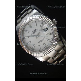 Rolex Datejust II 41MM with Cal.3136 Movement Swiss Replica Watch in White Dial Stick Markers 