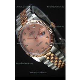 Rolex Datejust Replica Watch Rose Gold with Diamonds Dial in 36MM with 3135 Swiss Movement 