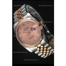 Rolex Datejust Replica Watch Rose Gold with Roman Dial in 36MM with 3135 Swiss Movement 