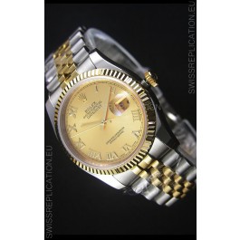 Rolex Datejust Replica Japanese Watch - Two Tone Plating with Gold Dial in 36MM Casing