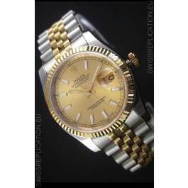 Rolex Datejust Replica Japanese Watch - Two Tone Plating with Gold Dial in 36MM Casing