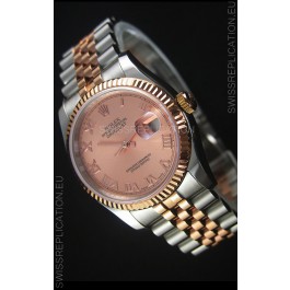 Rolex Datejust Replica Japanese Watch - Two Tone Rose Gold Plating with Champange Dial in 36MM Casing
