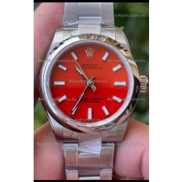 Rolex Oyster Perpetual REF#277200 31MM Swiss Movement Swiss Replica Red Dial 904L Steel 1:1 Mirror Replica Watch