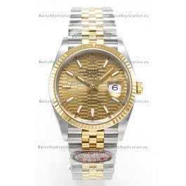 Rolex Super Clone Datejust ETA 3235 Movement 36MM Two Tone Yellow Gold Swiss Fluted Dial