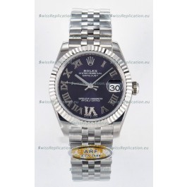 Rolex Super Clone Datejust ETA 2688 Movement 31MM Stainless Steel Purple Roman Dial Watch 