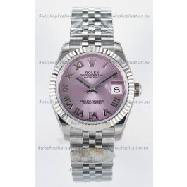 Rolex Super Clone Datejust ETA 2688 Movement 31MM Stainless Steel Pink Roman Dial Watch 