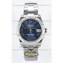 Rolex Super Clone Datejust ETA 2688 Movement 31MM Stainless Steel Blue Roman Dial Watch 