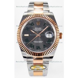 Rolex Super Clone Datejust ETA 3235 Movement 41MM Two Tone Rose Gold Plating Roman Dial Watch
