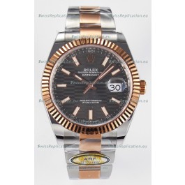 Rolex Super Clone Datejust ETA 3235 Movement 41MM Two Tone Rose Gold Plating Fluted Dial Watch