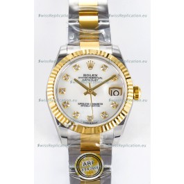 Rolex Super Clone Datejust ETA 2688 Movement 31MM Two Tone Yellow Gold Swiss Pearl Dial