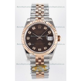 Rolex Super Clone Datejust ETA 2688 Movement 31MM Two Tone Rose Gold Swiss Brown Dial