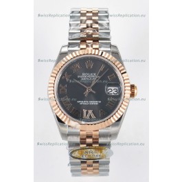 Rolex Super Clone Datejust ETA 2688 Movement 31MM Two Tone Rose Gold Swiss Grey Dial