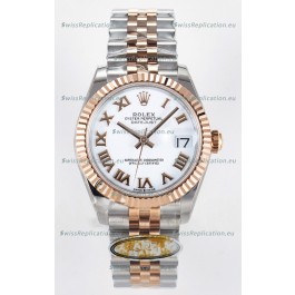 Rolex Super Clone Datejust ETA 2688 Movement 31MM Two Tone Rose Gold Swiss White Dial