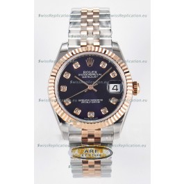 Rolex Super Clone Datejust ETA 2688 Movement 31MM Two Tone Rose Gold Swiss Purple Dial