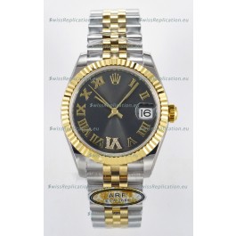 Rolex Super Clone Datejust ETA 2688 Movement 31MM Two Tone Yellow Gold Swiss Grey Dial