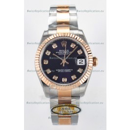 Rolex Super Clone Datejust ETA 2688 Movement 31MM Two Tone Rose Gold Swiss Purple Dial