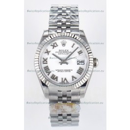 Rolex Super Clone Datejust ETA 2688 Movement 31MM Stainless Steel White Roman Dial Watch 