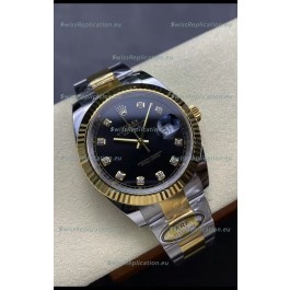 Rolex Datejust M126333 41MM ETA3235 72 Hours Power Black Diamonds Dial Oyster 1:1 Mirror Replica Yellow Gold 904L Steel
