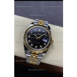 Rolex Datejust M126333 41MM ETA3235 72 Hours Power Black Diamonds Dial Jubilee 1:1 Mirror Replica Yellow Gold 904L Steel