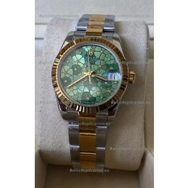 Rolex Datejust M278273 31MM Swiss Replica in Two Tone Yellow Gold - Green Motif Dial 1:1 Mirror Quality