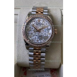 Rolex Datejust M278381RBR 31MM Swiss Replica Two Tone Rose Gold - Floral Motif Dial 1:1 Mirror Quality