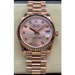 Rolex Datejust 31MM Swiss Watch in 904L Steel Rose Gold Dial 1:1 Mirror Replica