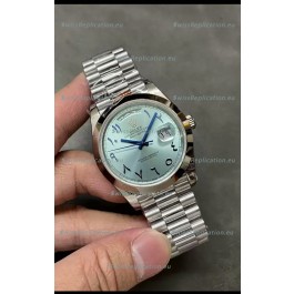 Rolex Day Date Presidential Stainless Steel ICE Blue Arab Dial Watch 40MM - 1:1 Mirror Quality