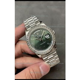 Rolex Day Date Presidential Stainless Steel Olive Green Arab Dial Watch 40MM - 1:1 Mirror Quality