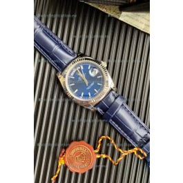 Rolex Day Date 904L Steel Casing Watch in Blue Dial 36MM - 1:1 Mirror Quality 
