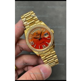 Rolex Day Date Carnelian 18K Yellow Gold Watch 36MM - 1:1 Mirror Replica Watch 