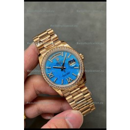 Rolex Day Date Turquoise Set 18K Yellow Gold Watch 36MM - 1:1 Mirror Replica Watch 