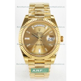 Rolex Day Date Super Clone 18K Yellow Gold Watch 40MM - Gold Dial 1:1 Mirror Quality
