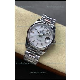 Rolex Day Date Super Clone 904L Stainless Steel Watch 40MM - Mother of Pearl Dial Mirror Quality 