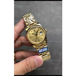 Rolex Day Date Super Clone Yellow Gold Case and Dial Stick Numerals Watch 36MM - 1:1 Mirror Quality