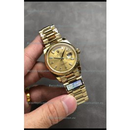 Rolex Day Date Super Clone Yellow Gold Case and Dial Crystal Numerals Watch 36MM - 1:1 Mirror Quality