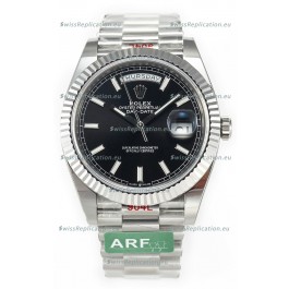 Rolex Day Date Presidential Stainless Steel Black Dial Watch 40MM - 1:1 Mirror Quality