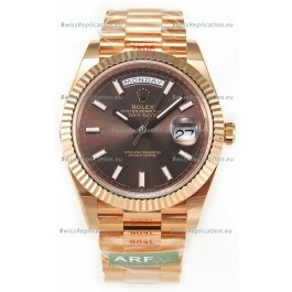 Rolex Day Date 40MM 1:1 Rose Gold in Brown Dial 1:1 Mirror Replica Watch