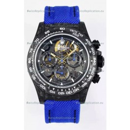 Rolex Daytona Super Clone DiW Skeleton Carbon Edition Watch - Forged Carbon Casing Purple Strap 1:1 Mirror Replica