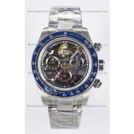 Rolex Daytona Super Clone Artisans De Geneve Stainless Steel Watch Blue Bezel Skeleton Watch 