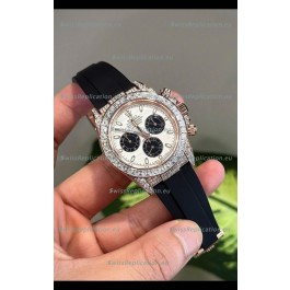 Rolex Daytona Super Clone White Gold Casing Meteorite Dial Cal.4131 Movement Watch Custom Sapphires Bezel