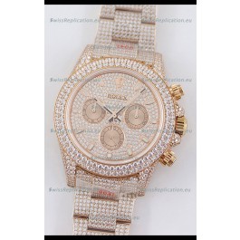 Rolex Cosmograph Daytona Rose Gold ICED OUT Cal.4130 Movement - 904L Steel Watch