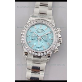 Rolex Cosmograph Daytona ICE Blue Dial Diamonds Bezel Cal.4130 Movement - 904L Steel Watch
