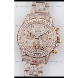 Rolex Cosmograph Daytona Rose Gold ICED OUT Cal.4130 Movement - 904L Steel Watch