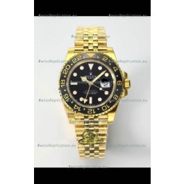 Rolex GMT Masters II Super Clone M12718 Yellow Black Dial Swiss Replica Watch 