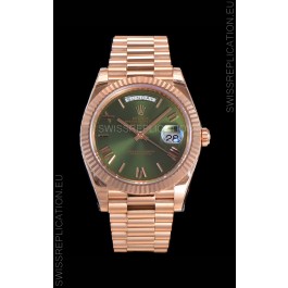 Rolex Day Date Watch in Green Dial with Roman Hour Numerals Cal.3255 Movement - 904L Steel 