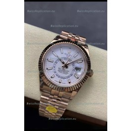 Rolex Sky-Dweller REF# 336935 White Dial Watch in Rose Gold 904L Steel Case 1:1 Mirror Replica